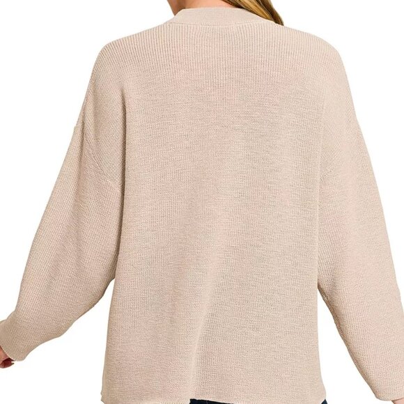 Zenana Round Neck Knit Top and Shorts Sweater Set - Picture 5 of 10